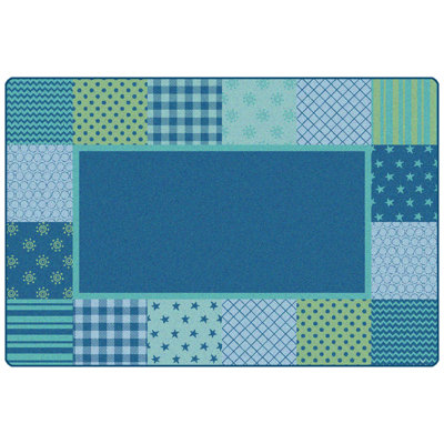 Tapis bleu touffeté Patchwork