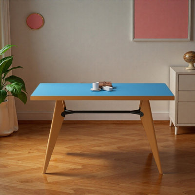Bureau d'écriture multifonctionnel bleu vif et brun