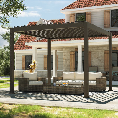 Double-layer Louvered Pergola, Double Aluminum Louvers, Full Aluminum Frame, Adjustable Roof, Durable