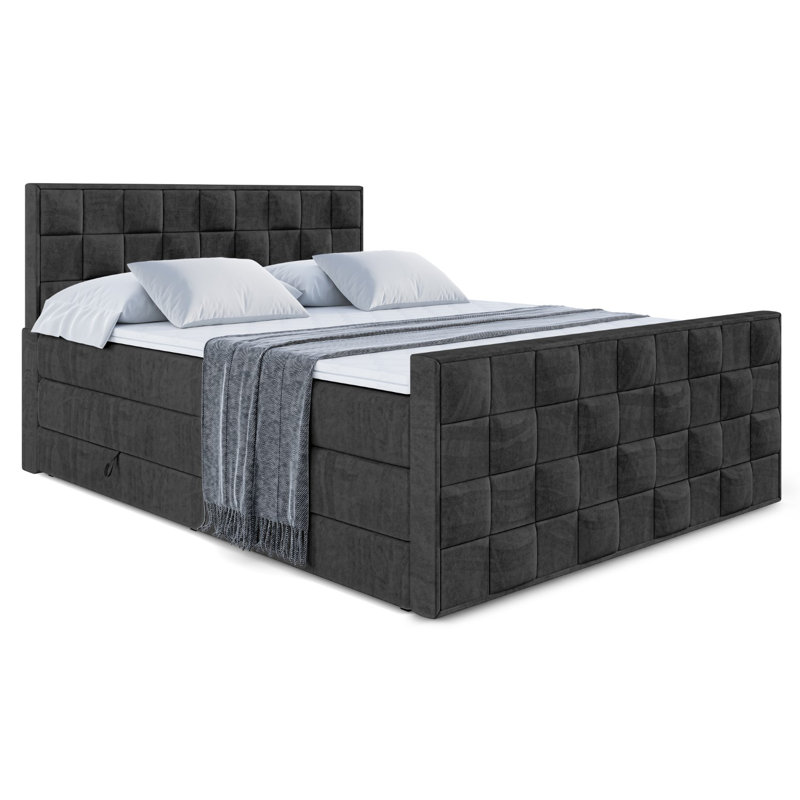 Brenen Pocket Spring Mattress Divan Bed Set, 120cm W x 200cm D, Black