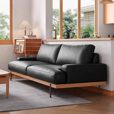 Simple Straight-Line Black Sofa