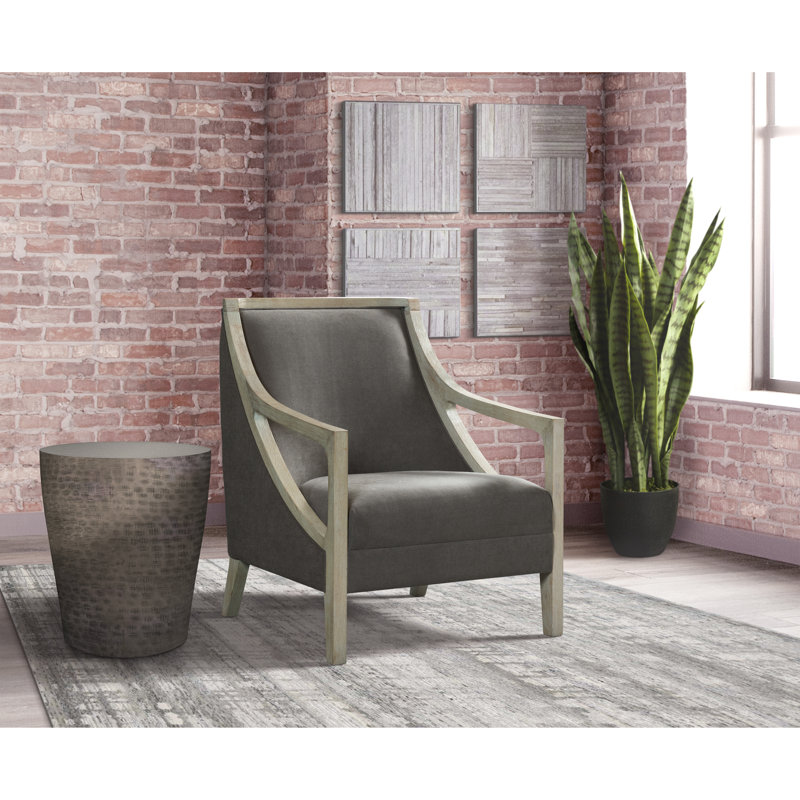 Fauteuil en polyester 28 po, Lin gris charbon, Blanc