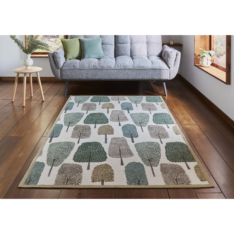 Scion Floral Digitally Printed 152cm X 152cm Area Rug, Round 152 cm, Beige