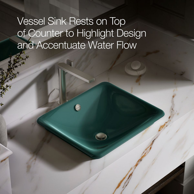 Iron Plains 18-1/2 In. Rectangular Vessel Bathroom Sink, Teal
