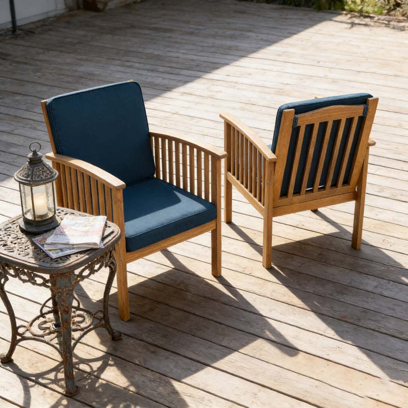 Ensemble de chaises de patio pour club, Bleu, Brown