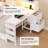 Twin Size Corner Bed With Bookcase Shelves And 2 Large Drawers,Twin Daybed With Led Lights And Charging Station,Corner Bed Frame With 39.4"L Desk,2 Fabric Drawers & Side Storage Bag,No Box Spring,White-1162594811-1147803566