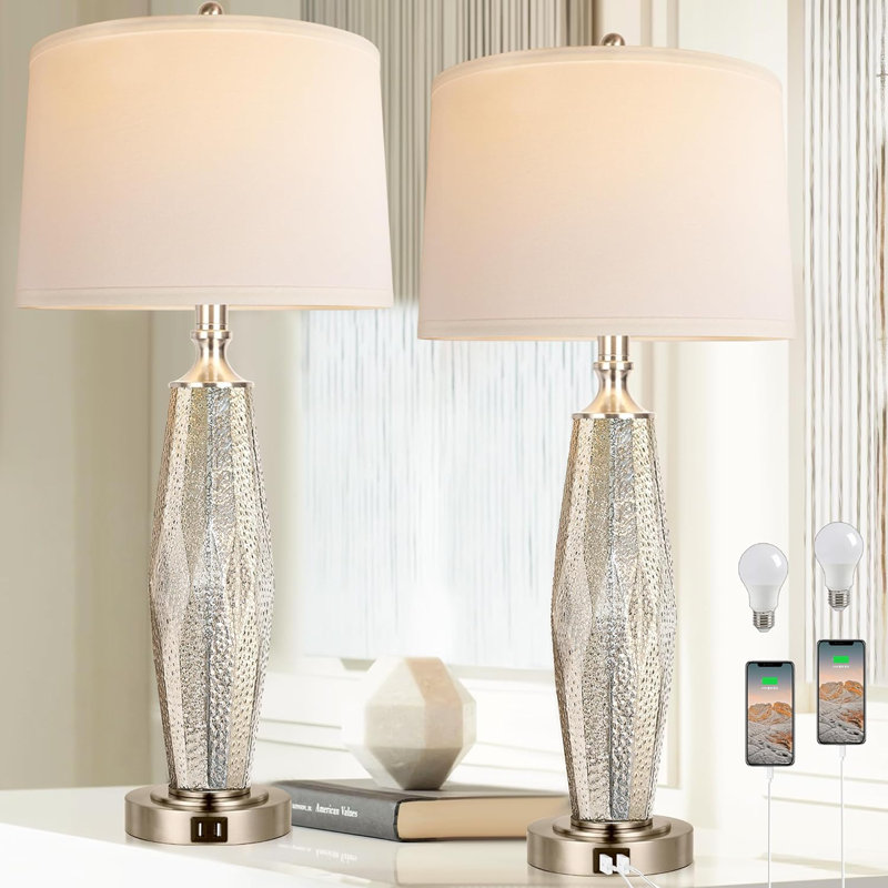 Uppsala Modern Silver Mercury Glass Table Lamp