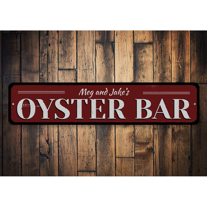 Plaque en aluminium Oyster Bar, H 4 po x l 18 po x P 0,04 po