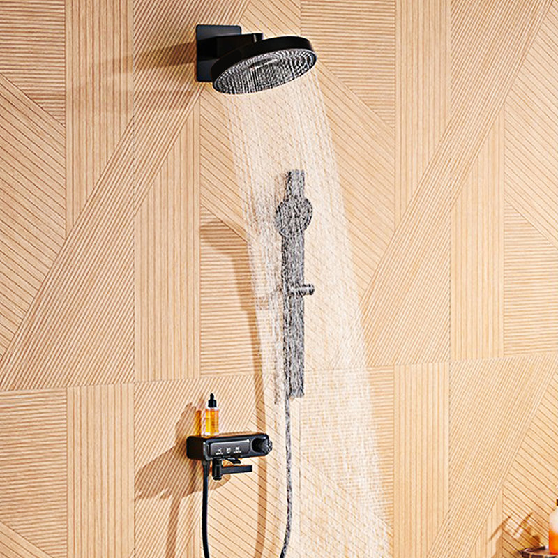 Weshi 3-in-1 Brass Shower System, 10" Rainfall Showerhead & Handheld, Matte Black, Matte Black