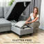 HOMCOM Corner Sofa Bed with Storage L-Shaped Sectional Couch Charcoal Grey-983189200