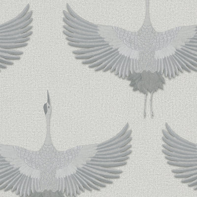 Kumano Pearleascent 3D Embossed Stork Design Wallpaper Roll