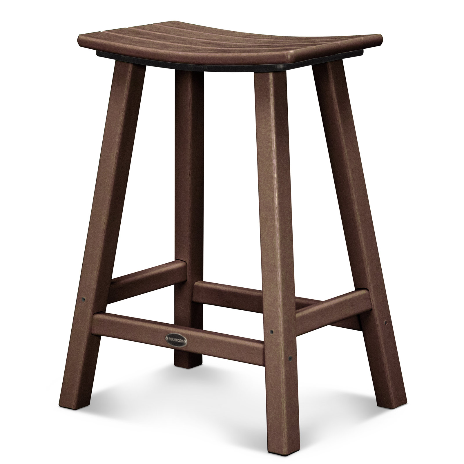 POLYWOOD Traditional Garden Patio Bar Stool, Mahogany, 24.75" H