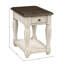 Table de chevet antique blanche et brune avec rangement