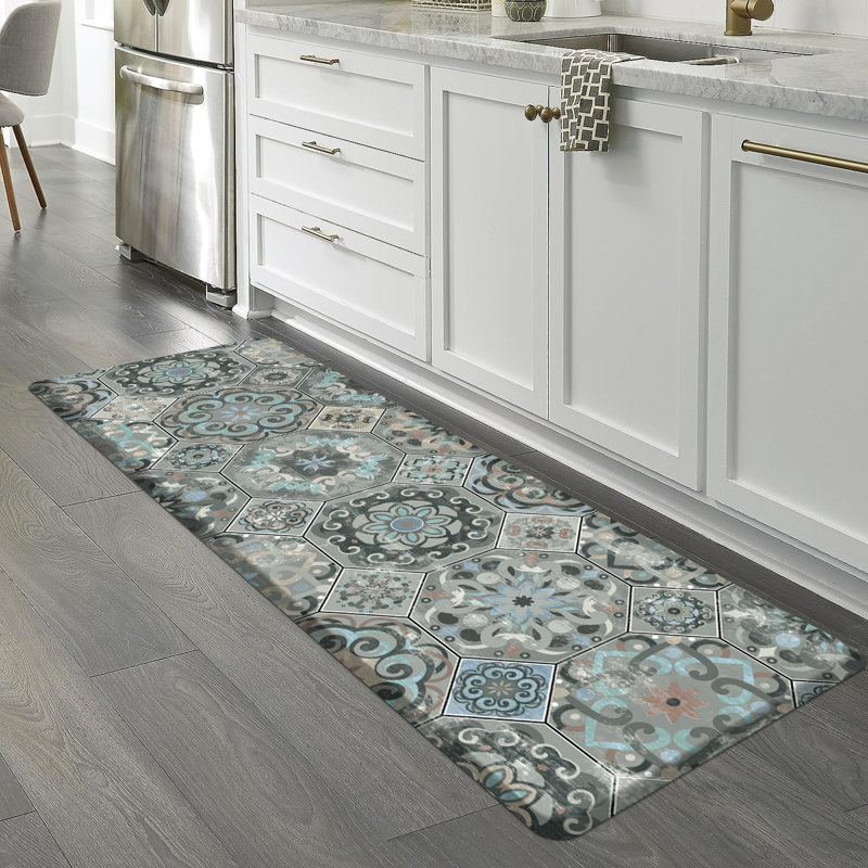 Tapis de cuisine antidérapant Dhanjay, Gris