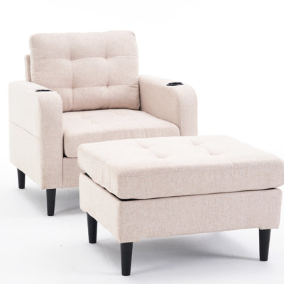 Beige rembourré simple avec - Détente, porte-gobelets, pour la décoration de la chambre à coucher et le fauteuil