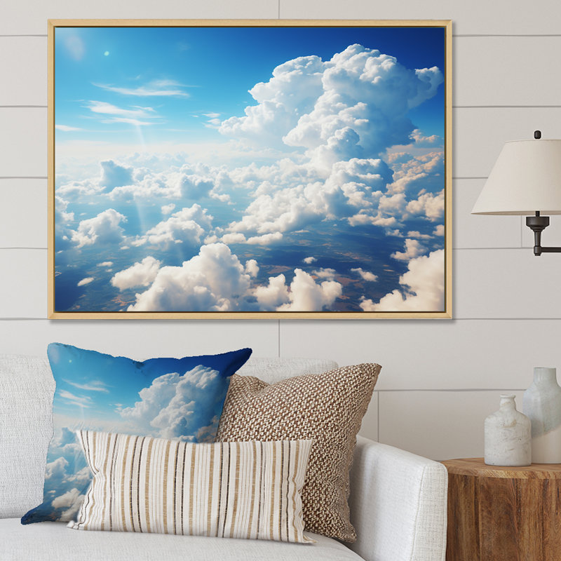 Toile panoramique Horizon III - art mural Sky, Cadre flottant blanc, H 24 po x l 32 po x P 1 po