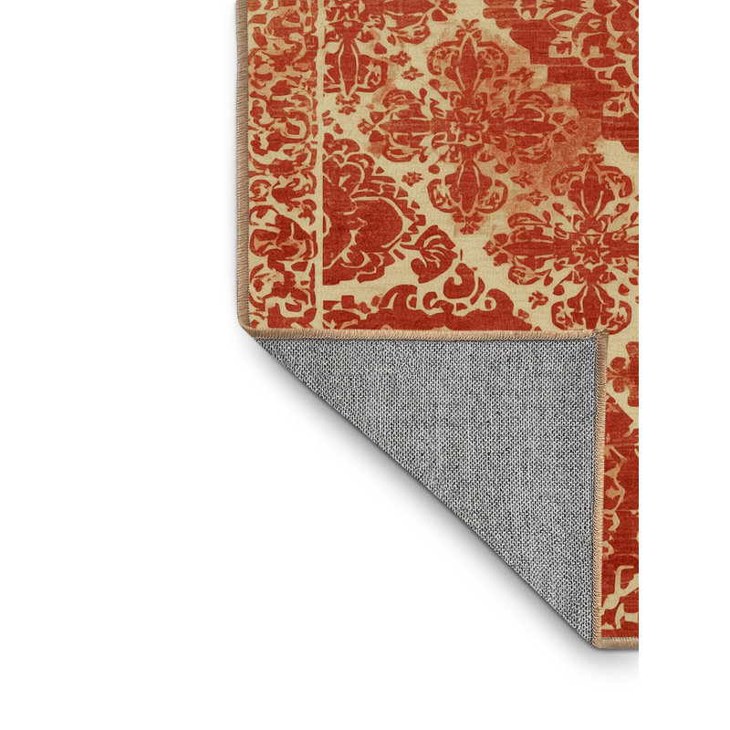 Machine Washable Carlstadt Bohemian Block Print Rug in Brown – LightBrown Binding, 8' Round