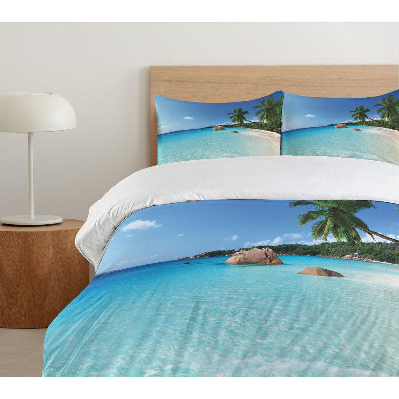 Turquoise Blue Green Coastal Beach Duvet Cover Set, Queen
