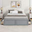 Structure de lit plateforme en bois avec 6 tiroirs, gris