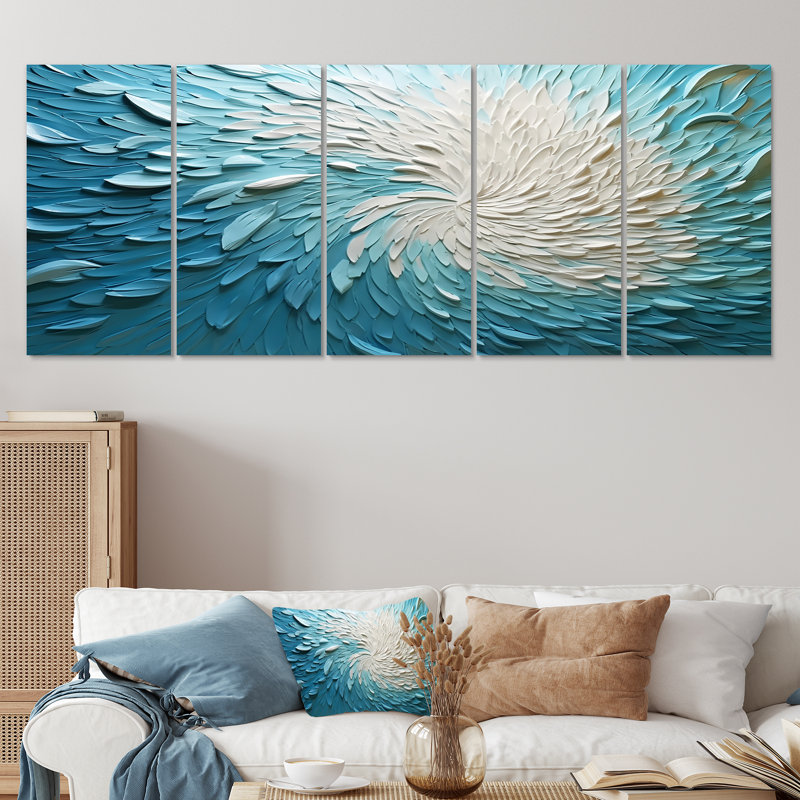 Cordea - art mural vagues 5 pièces, H 32 po x l 80 po