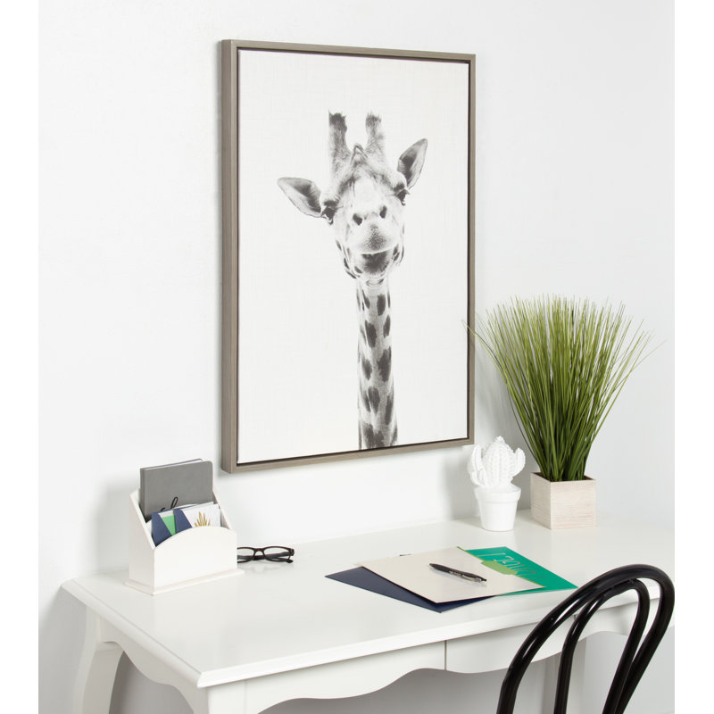 «Giraffe» par Simon Te of Tai, reproduction d'art sur toile encadrée, Gris, H 33 po x l 23 po