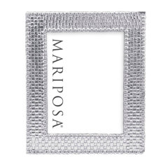 Mariposa White Leather with Metal Border 4x6 Frame