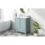 Meuble-lavabo vert 30 po avec lavabo en céramique, armoire à cadre en bois massif avec portes de rangement et tiroir