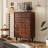 Nut-brown Solid Wood Accent Cabinet