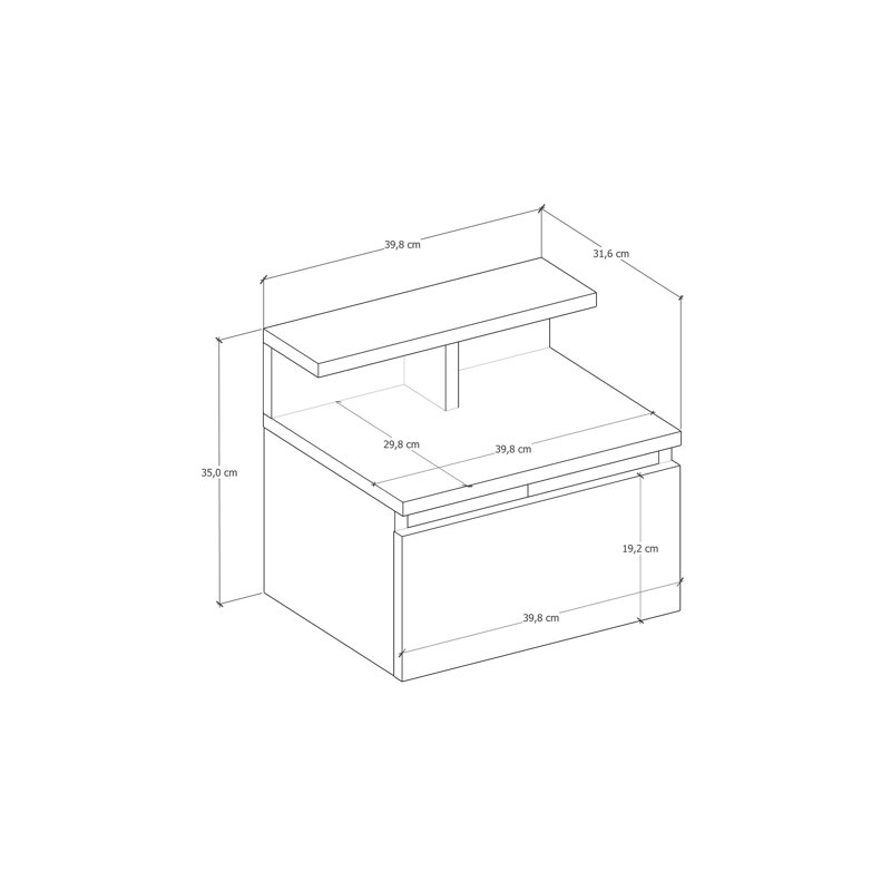 Stylish Anthracite Nightstand, 15.7 x 13.0 x 11.8 Inches | Durable 100% Chipboard, Wall-Mountable Design | Perfect for Modern Bedrooms & Compact Spaces, Elegant and Functional Storage Solution
