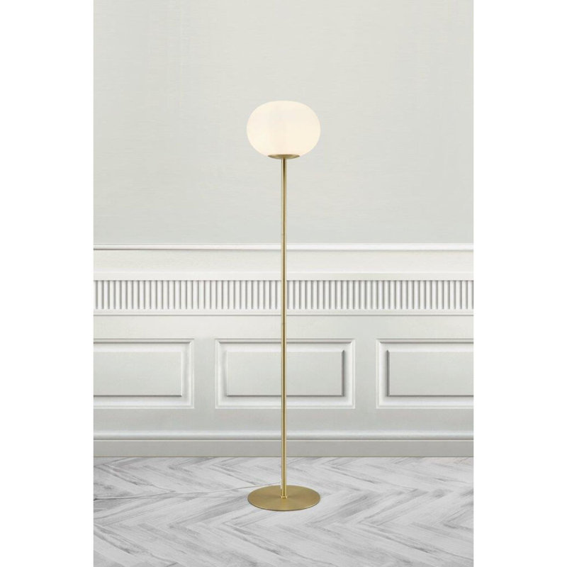 150cm Traditional Floor Lamp, Brass, Opal White