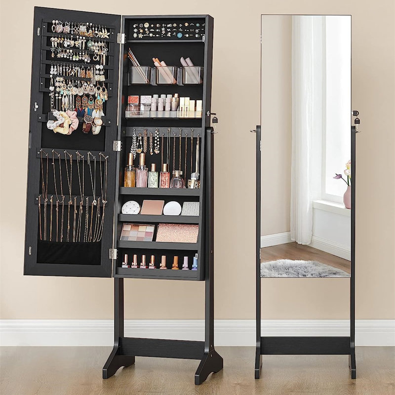 Armoire à bijoux avec miroir Boaman, Noir
