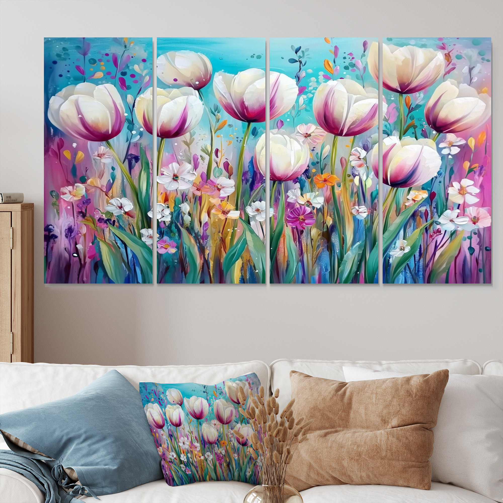 Winston Porter Fantasy Lavender And Tulips Field IV - Tulips Wall Art ...