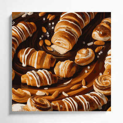 Desserts, pâtisserie danoise brune, art mural sur toile