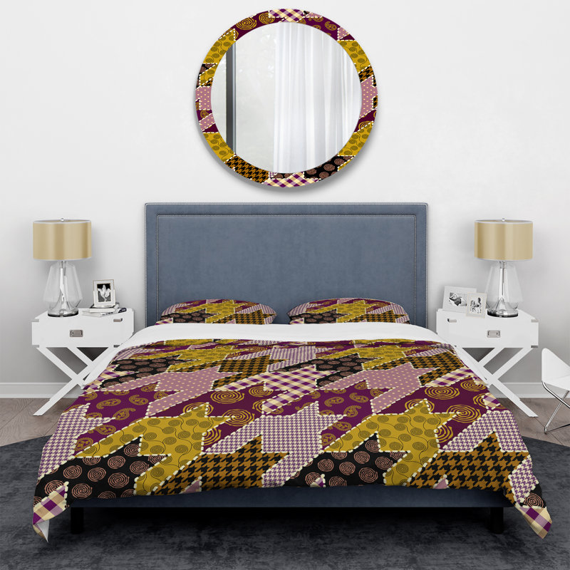 Multicolore patchwork matelassé - ensemble de housse de couette abstrait - microfibre de polyester