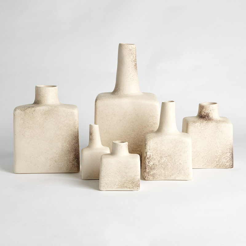 Short Stack Bottle-Reactive Ivory, 8" H x 6.5" W x 4" D