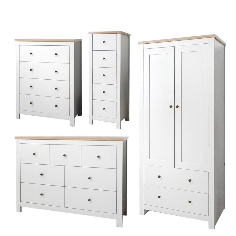 Maryhannah 2 Door Manufactured Wood Wardrobe, Alabaster White