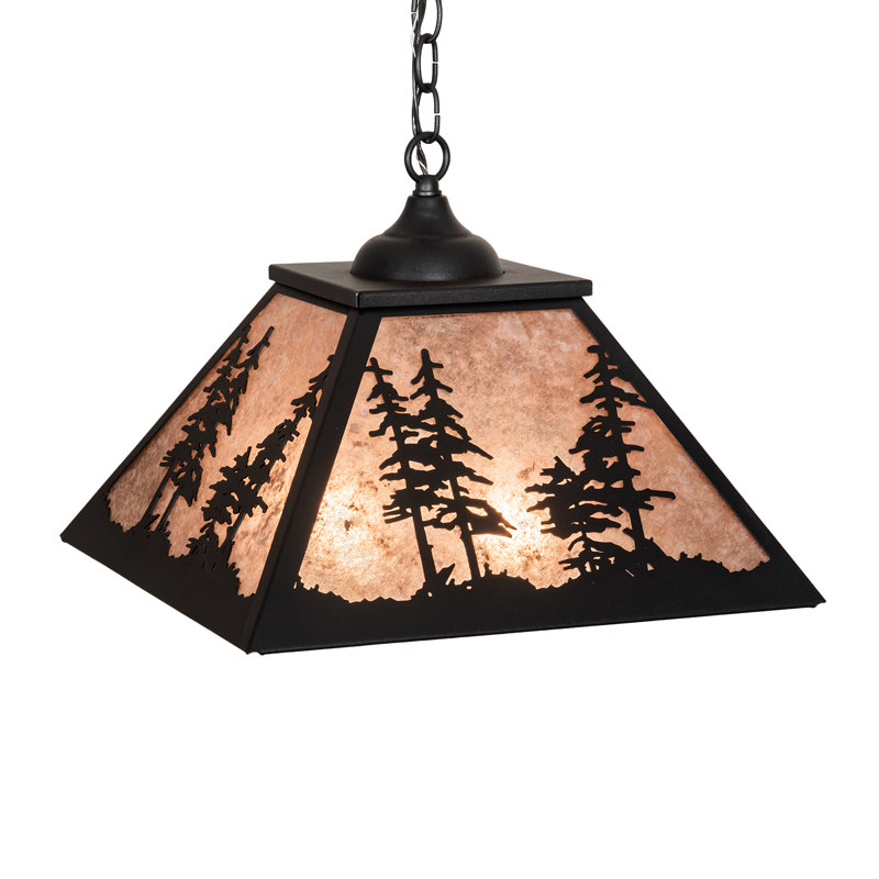 Greenbriar Oak 1 - Light Pendant, Silver Mica, Textured Black, 44" H x 22" W x 22" D