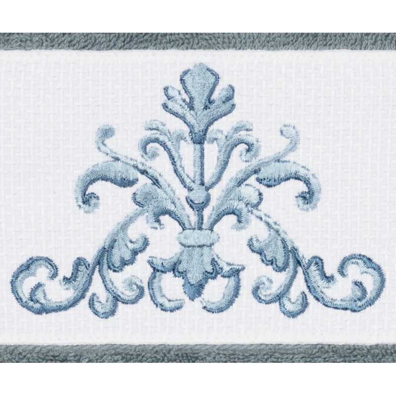 Débarbouillette en coton turc à ornements, Bleu sarcelle