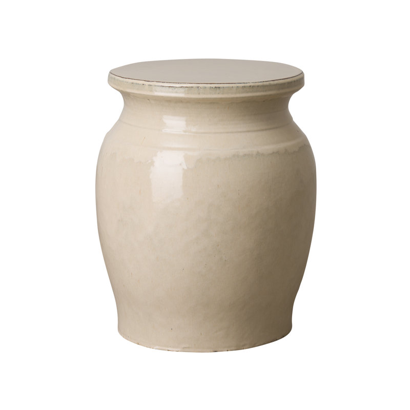 Tabouret de jardin en céramique Clesha, Crème, crème