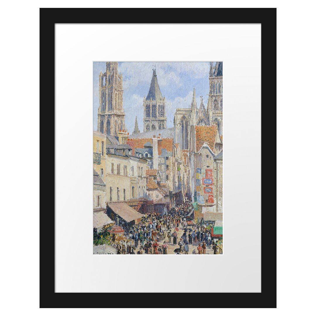 Gerahmter Kunstdruck Rouen Rue De l'Épicerie von Camille Pissarro