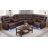 Plush Dark Vegan Leather Sectioanal Living Room Sofa Set With Cup-Holders ,Wireless Charging And LED Lights