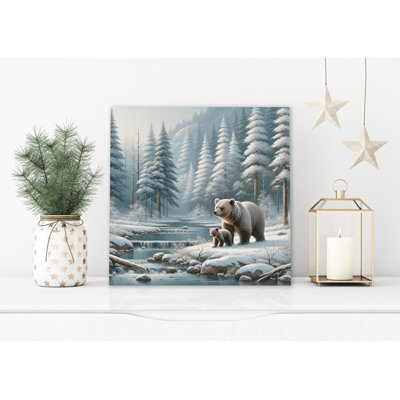«Tranquil Moments: Grizzly Bear and Cub» par Winter Stream - impression sur toile tendue