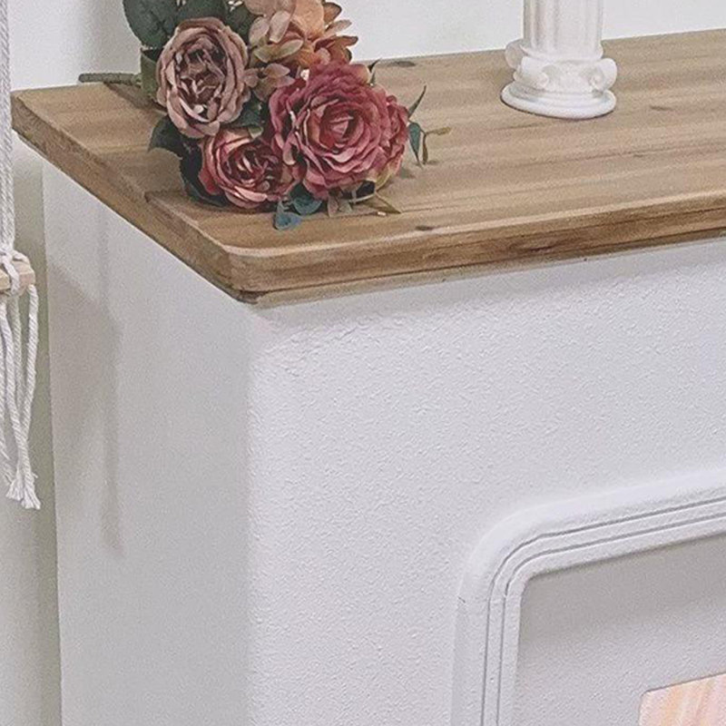 White +Burlywood Manufactured Wood Freestanding Fireplace, 37.6" H x 47.24" W x 9.84" D