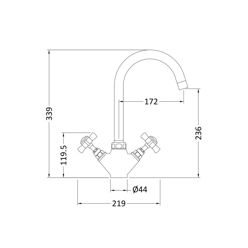 Mixer Twin Lever Monobloc Tap