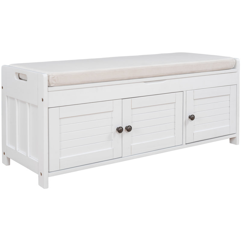 Banc de rangement rembourré Hedberg, Blanc
