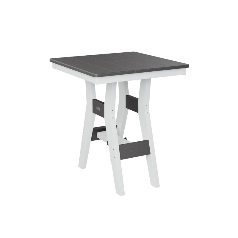 Berlin Gardens Harbor Regular Top With White Base Square Bar Table, Smoke Gray, 38.87" H x 28" W x 28" D