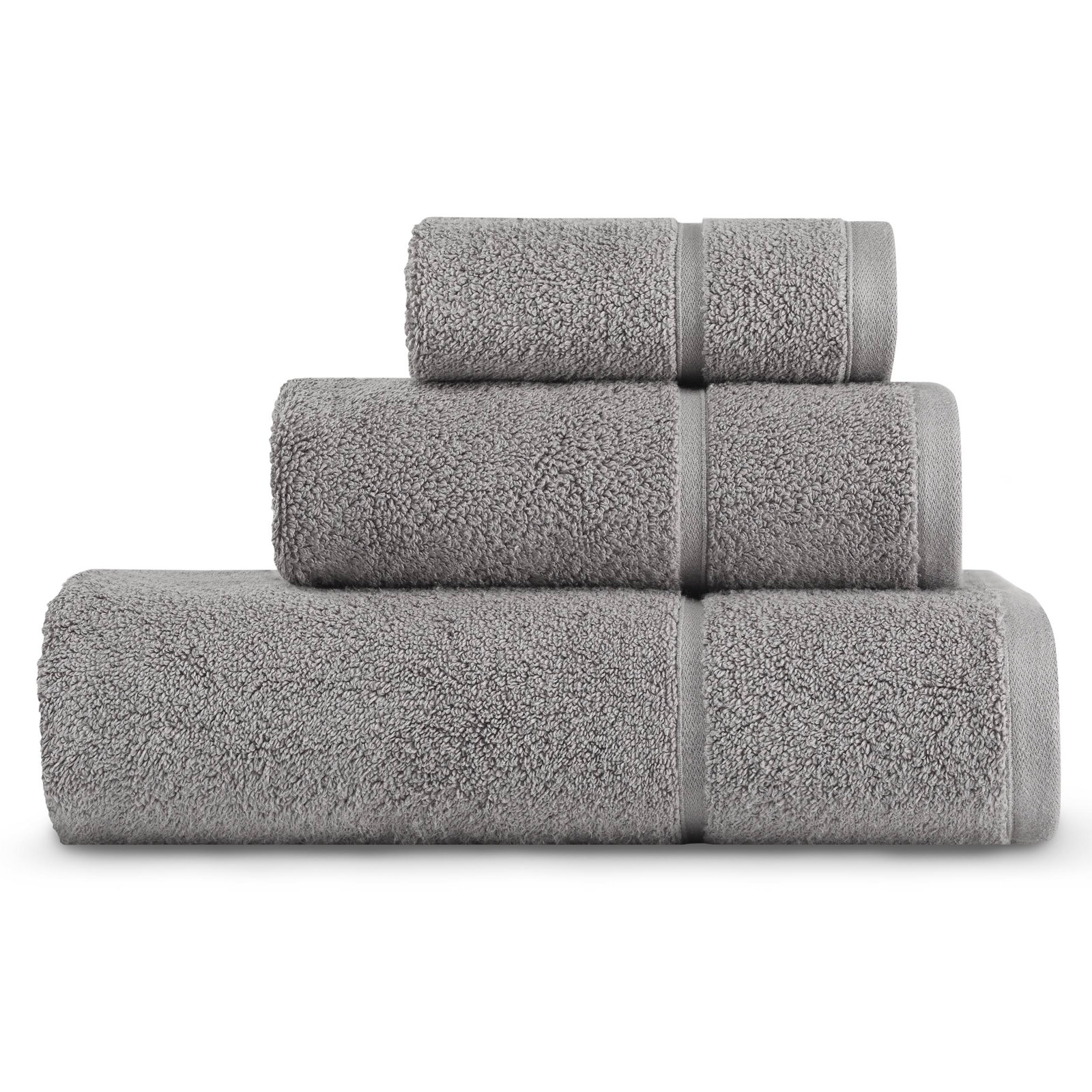 Vera Wang Modern Lux 3 Piece 100% Cotton Towel Set, Gray