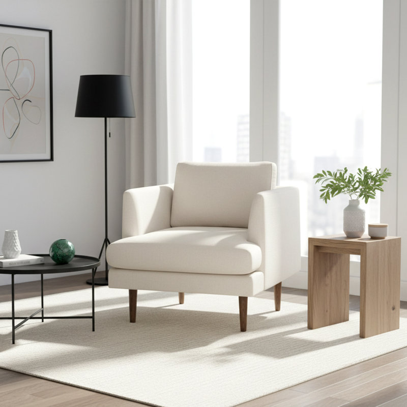 Fauteuil Miller, Mélange de lin ivoire