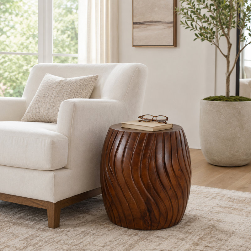 Table d'appoint ronde en bois sculpté Modern Design
