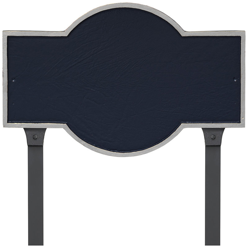 Plaque d'adresse rectangulaire avec piquets Canterbury, Marine / Argent, Oui
